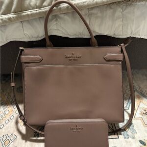 Kate Spade Taupe Leather Handbag and Wallet
